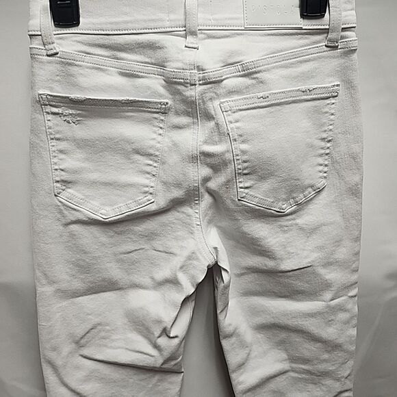 Pistola White Denim Raw Hem Ankle Crop Jeans Stretch Casual Size 27 25" Inseam - Picture 7 of 16